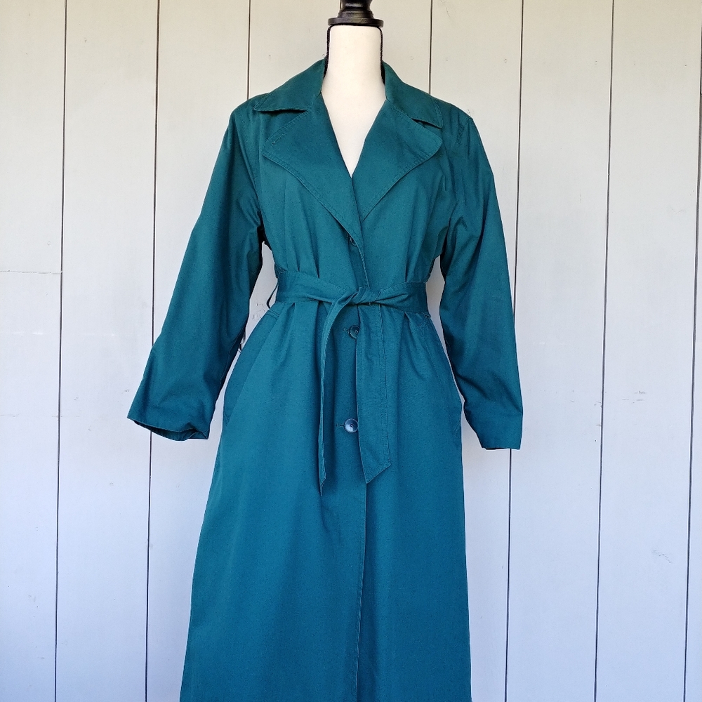 TOWNE BY LONDON FOG | Vintage Teal Trench Coat - Picture 6 of 16